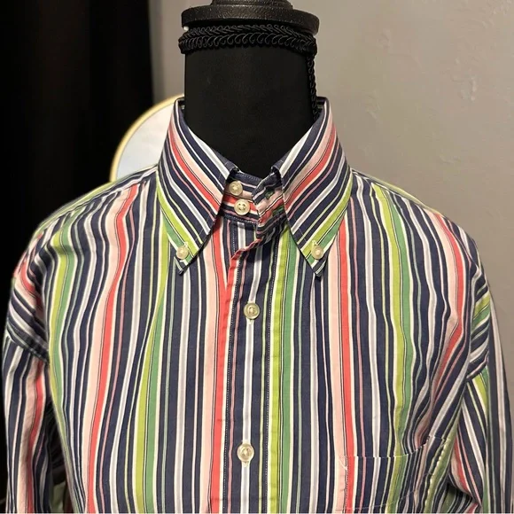 Vintage Tommy Hilfiger Multicolor Striped Button-Down Shirt | Men’s M - Picture 3 of 9